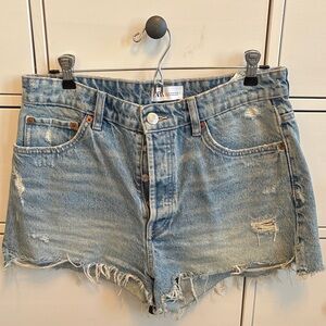 Zara Blue Distressed Jean Shorts